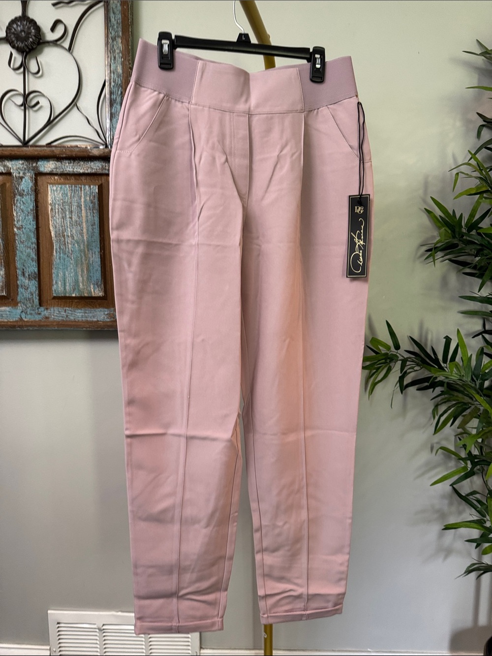 DG2 by Diane Gilman Blush Pull-On Ankle Trousers NWT L